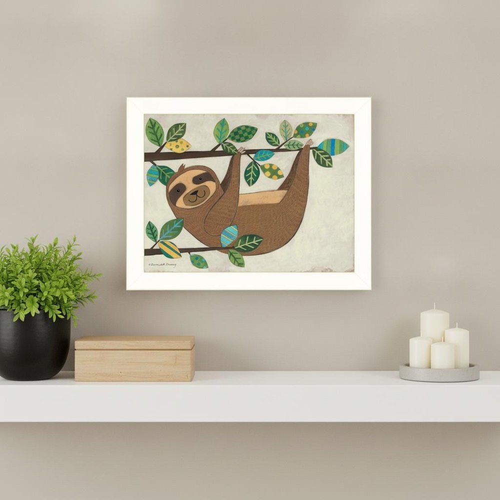 Hanging Sloth I 2 White Framed Print Wall Art