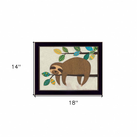 Hanging Sloth II 1 Black Framed Print Wall Art