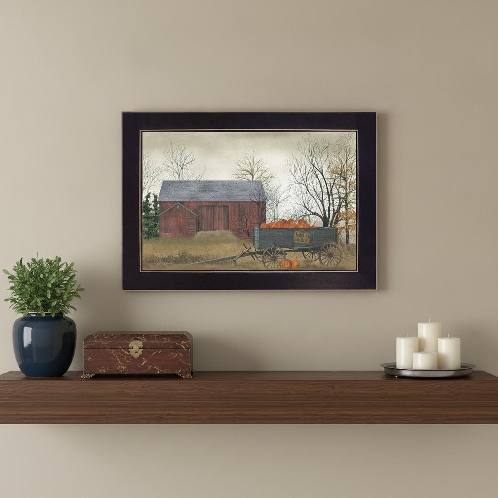 Pumpkin Wagon 1 Black Framed Print Wall Art