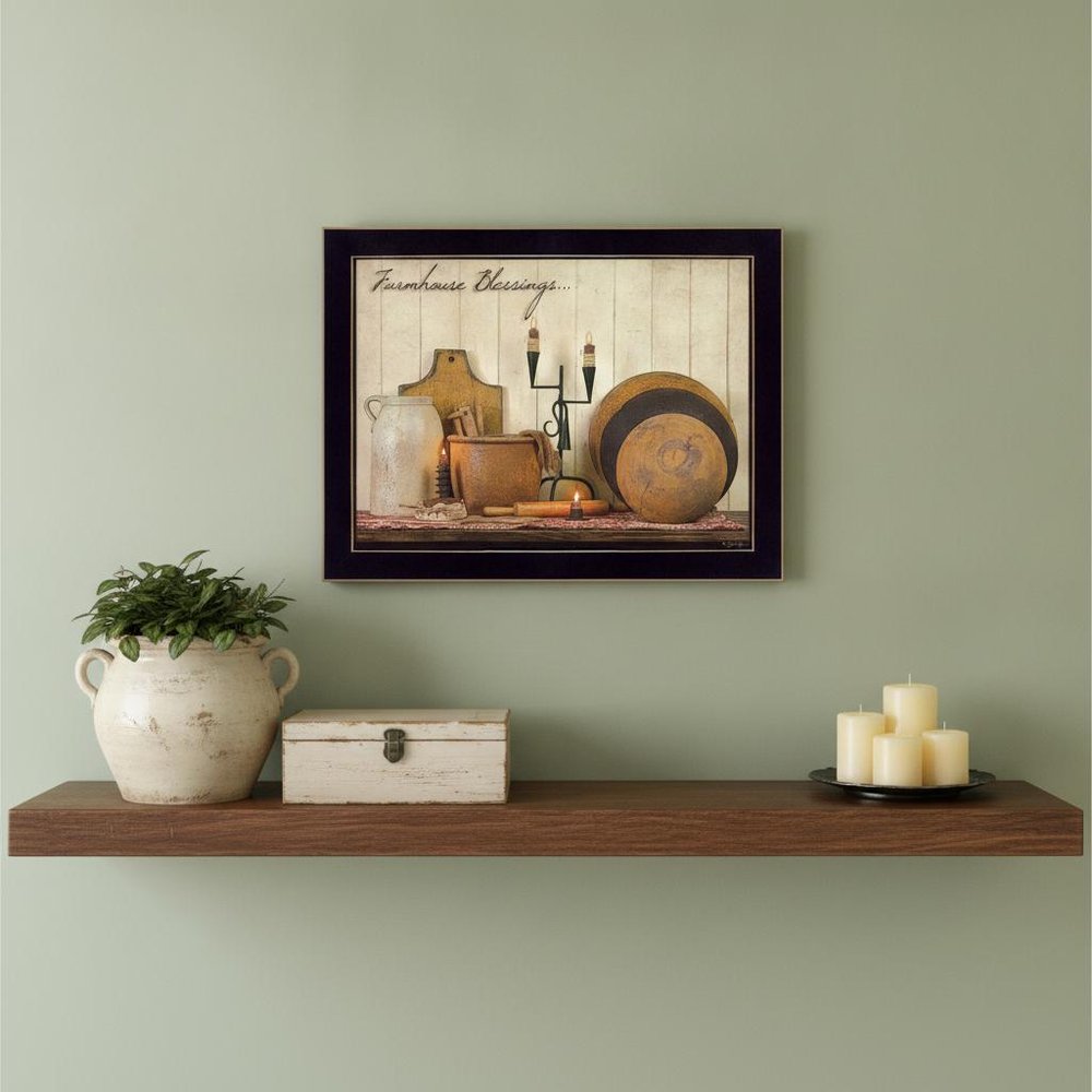 Farmhouse Blessings 1 Black Framed Print Wall Art