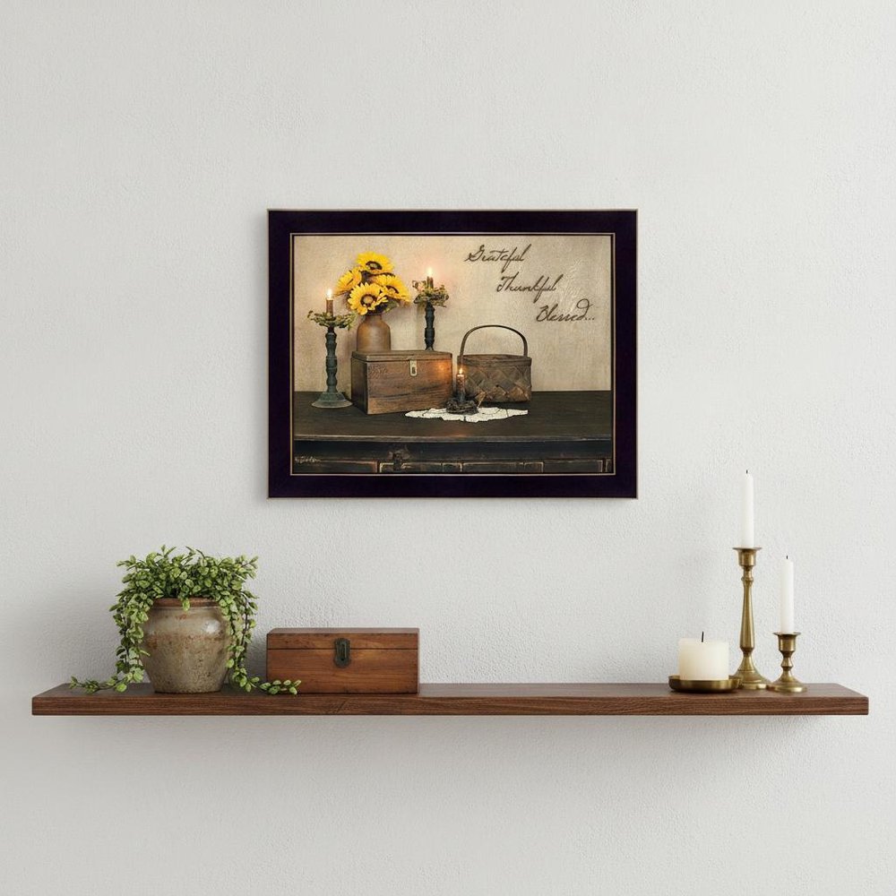Grateful Thankful Blessed 1 Black Framed Print Wall Art