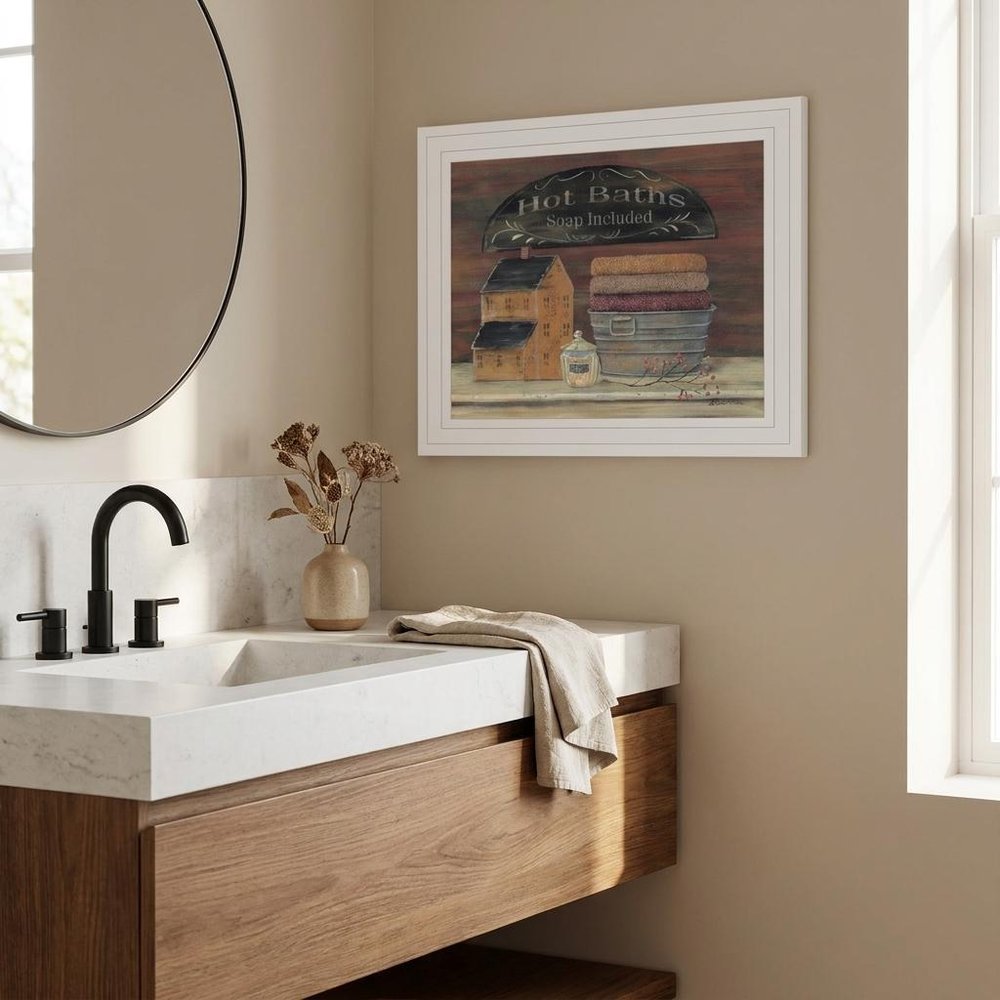 HOT BATH 8 White Framed Print Bathroom Wall Art