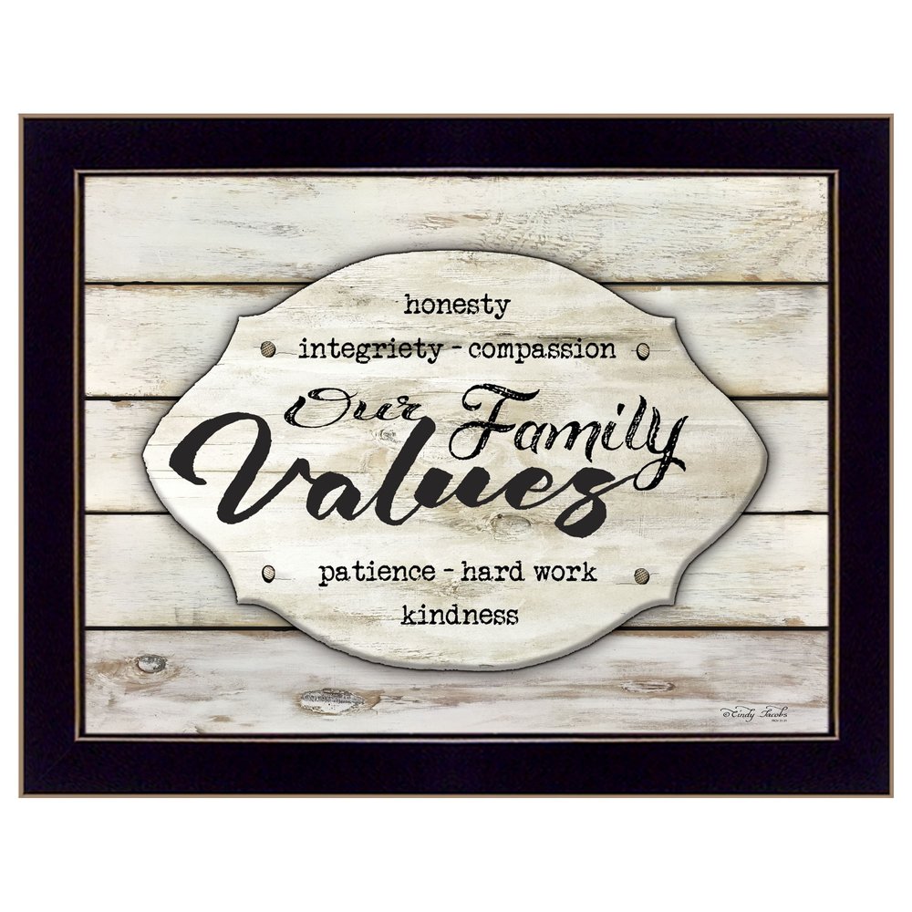 Our Family Values 1 Black Framed Print Wall Art