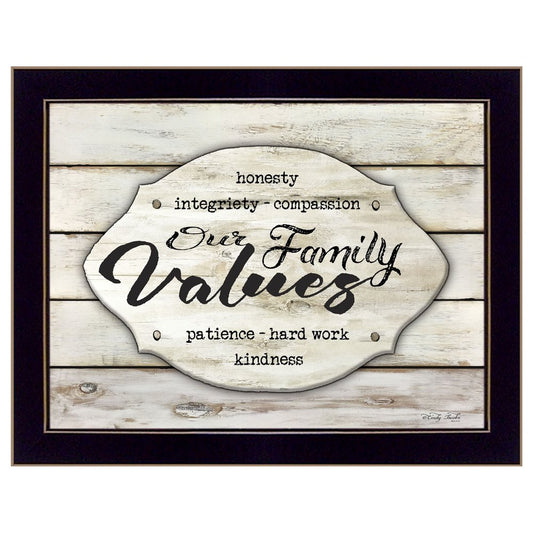 Our Family Values 1 Black Framed Print Wall Art