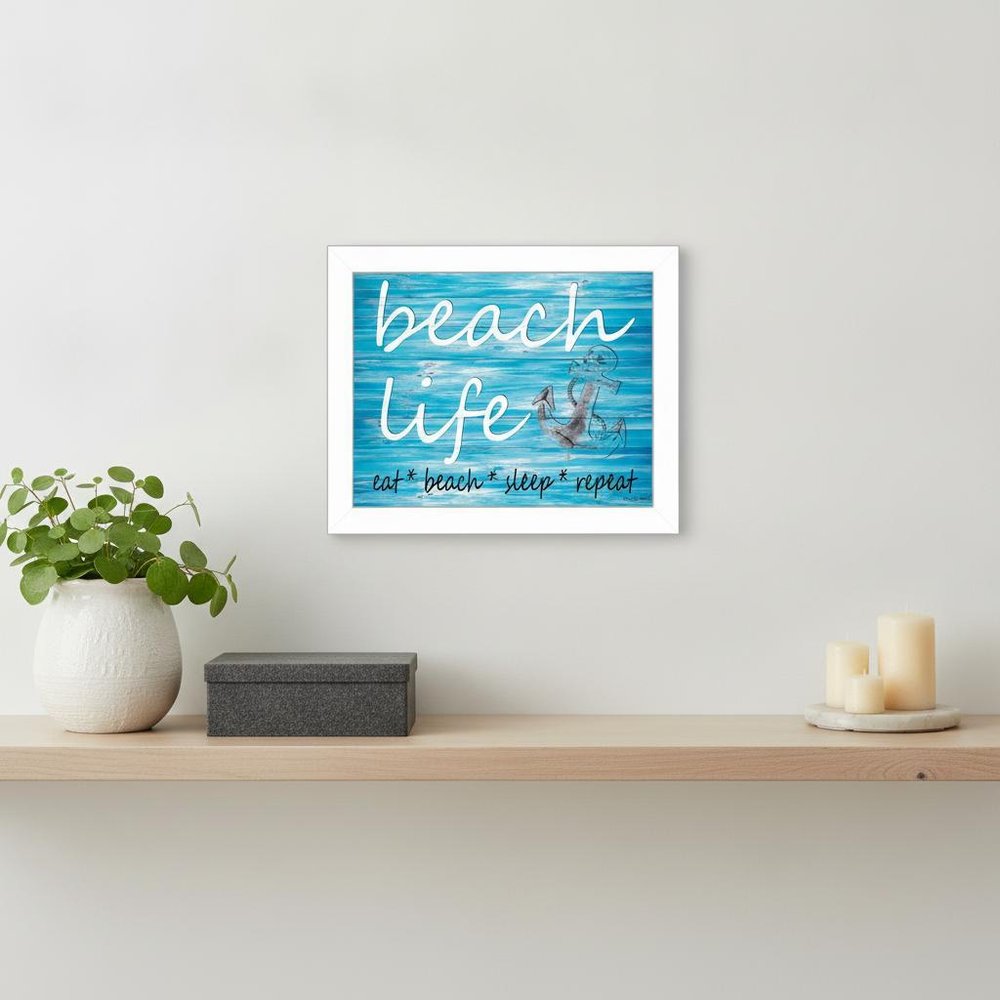 Beach Life 3 White Framed Print Wall Art