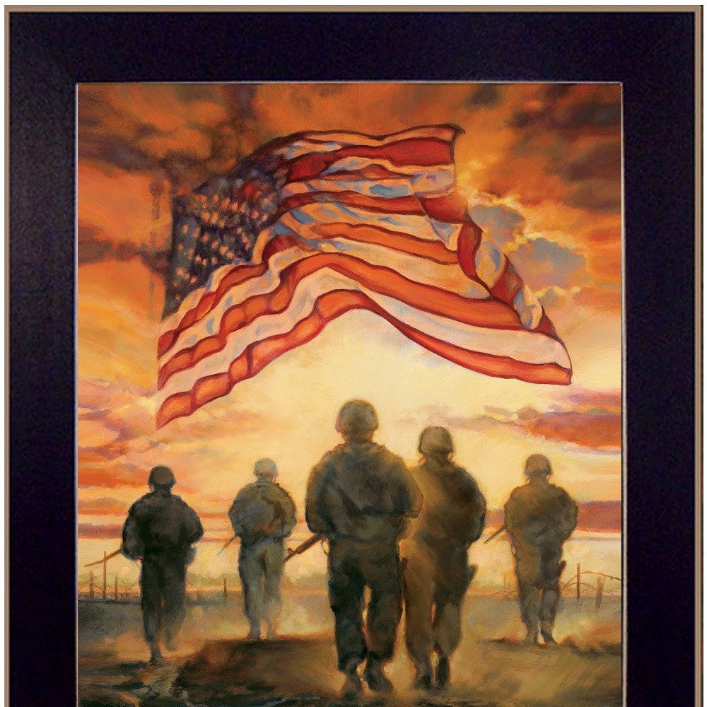 Bless Americas Heroes Black Framed Print Wall Art