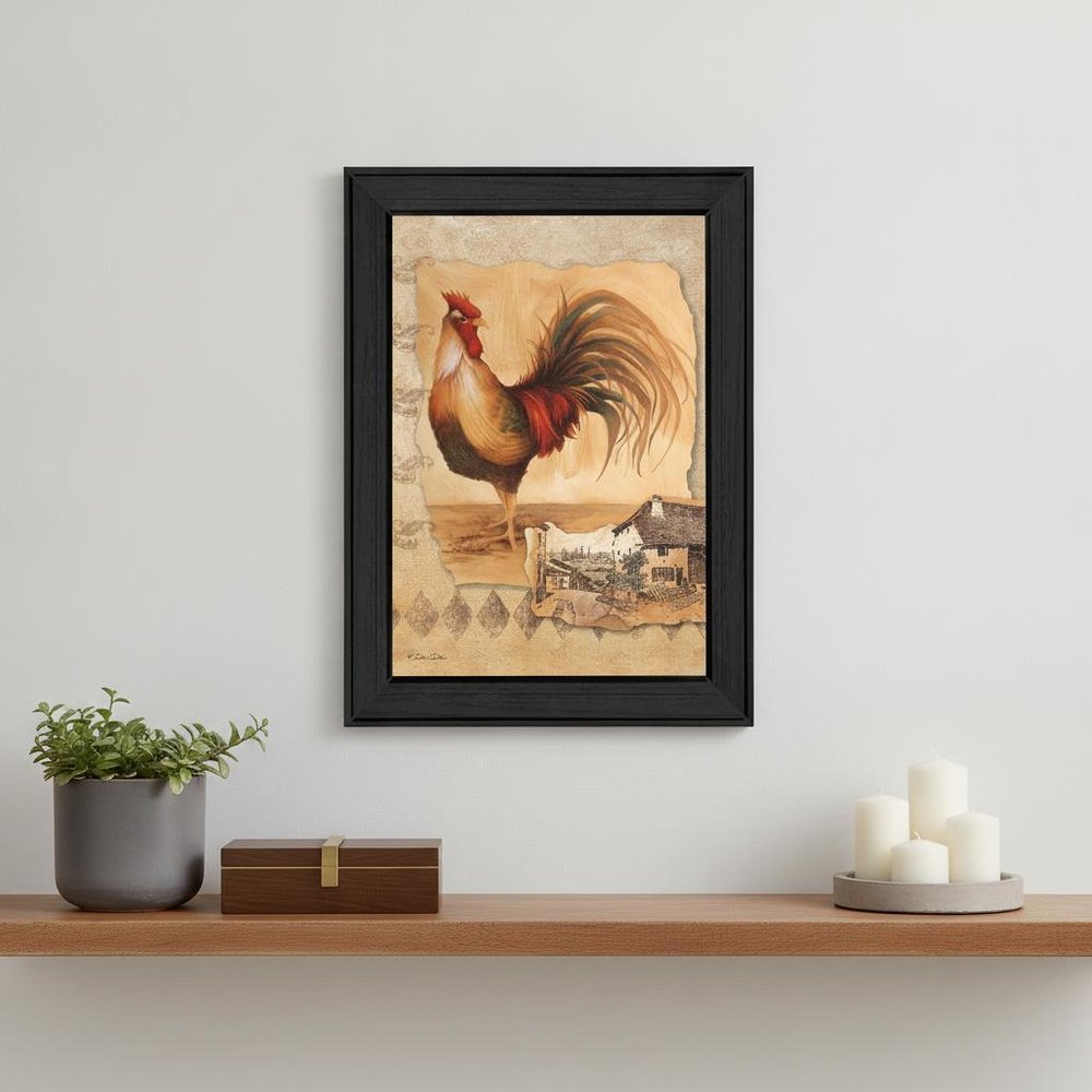 Rooster Montage II Black Framed Print Wall Art