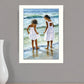 Two Girls at the Beach 1 White Framed Print Wall Art
