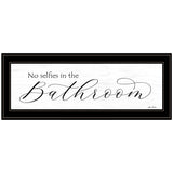 No Selfies in the Bathroom 3 Black Framed Print Bathroom Wall Art