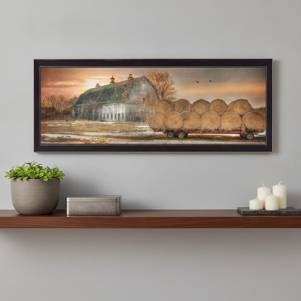 Sunset on the Farm 1 Black Framed Print Wall Art