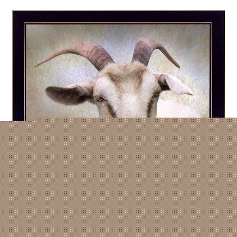 Up Close Goat Black Framed Print Wall Art