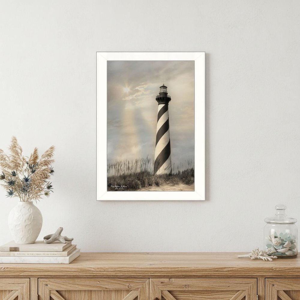Cape Hatteras Lighthouse 2 White Framed Print Wall Art