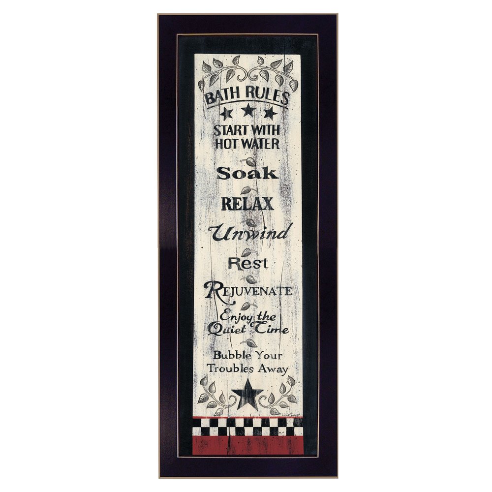 Bath Rules 6 Black Framed Print Bathroom Wall Art
