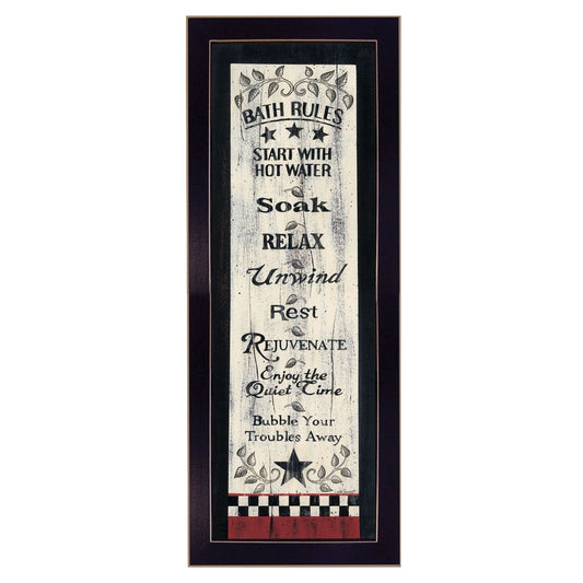 Bath Rules 6 Black Framed Print Bathroom Wall Art