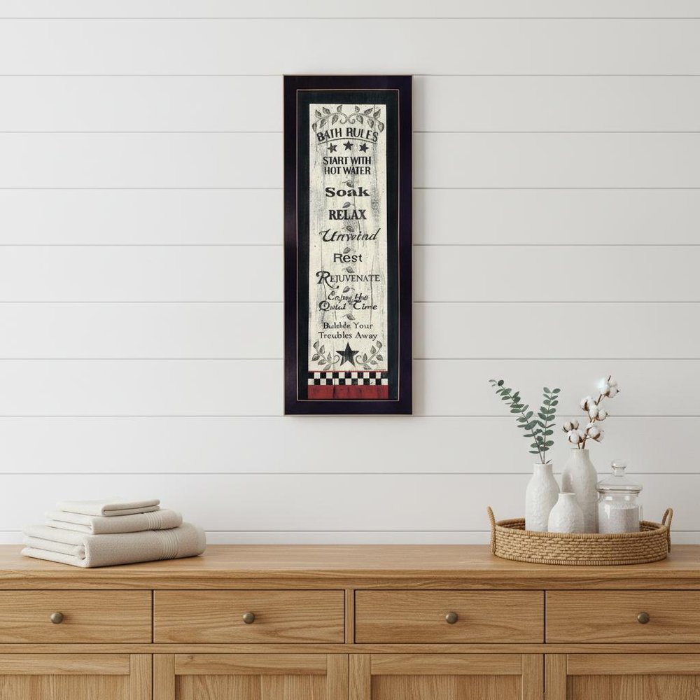Bath Rules 6 Black Framed Print Bathroom Wall Art