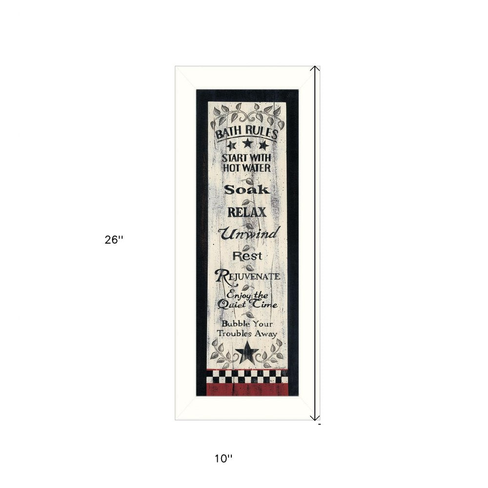 Bath Rules 7 White Framed Print Bathroom Wall Art