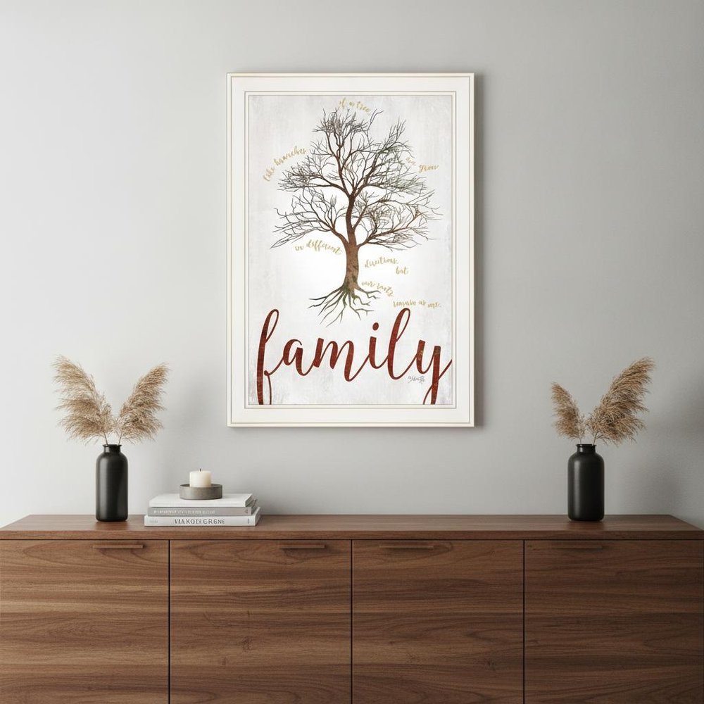 Family Tree 1 White Framed Print Wall Art