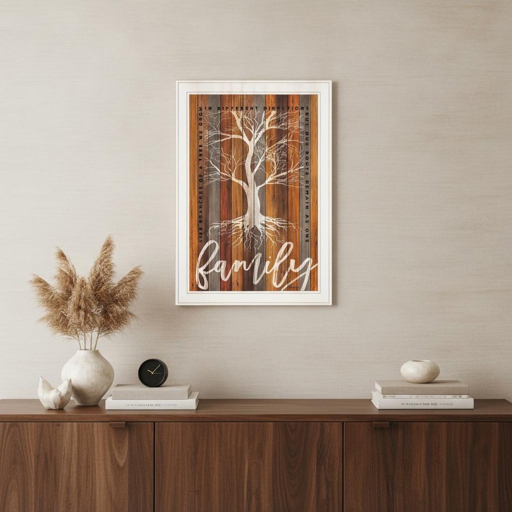 Family Roots 1 White Framed Print Wall Art