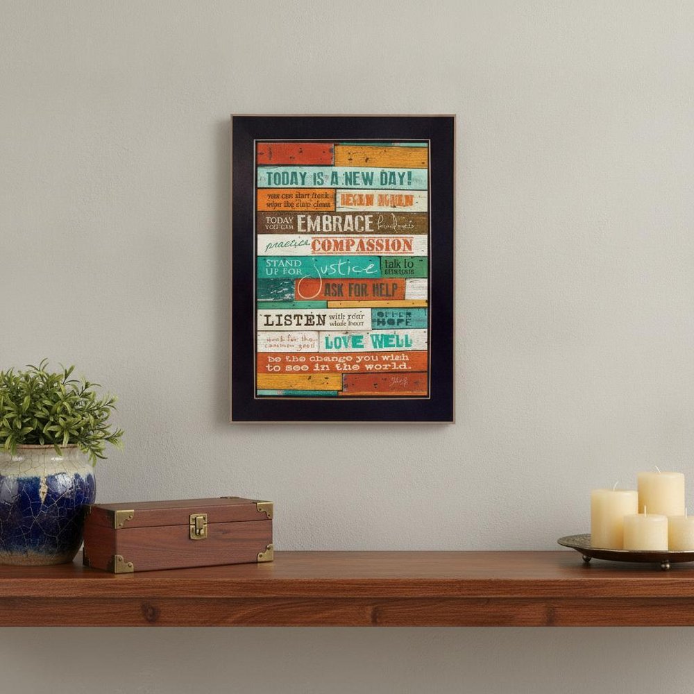 A New Day 1 Black Framed Print Wall Art