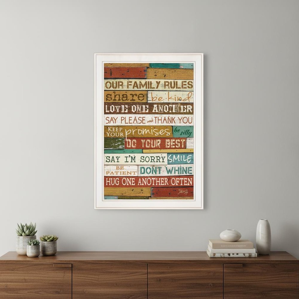 Our Family Rules 6 White Framed Print Wall Art