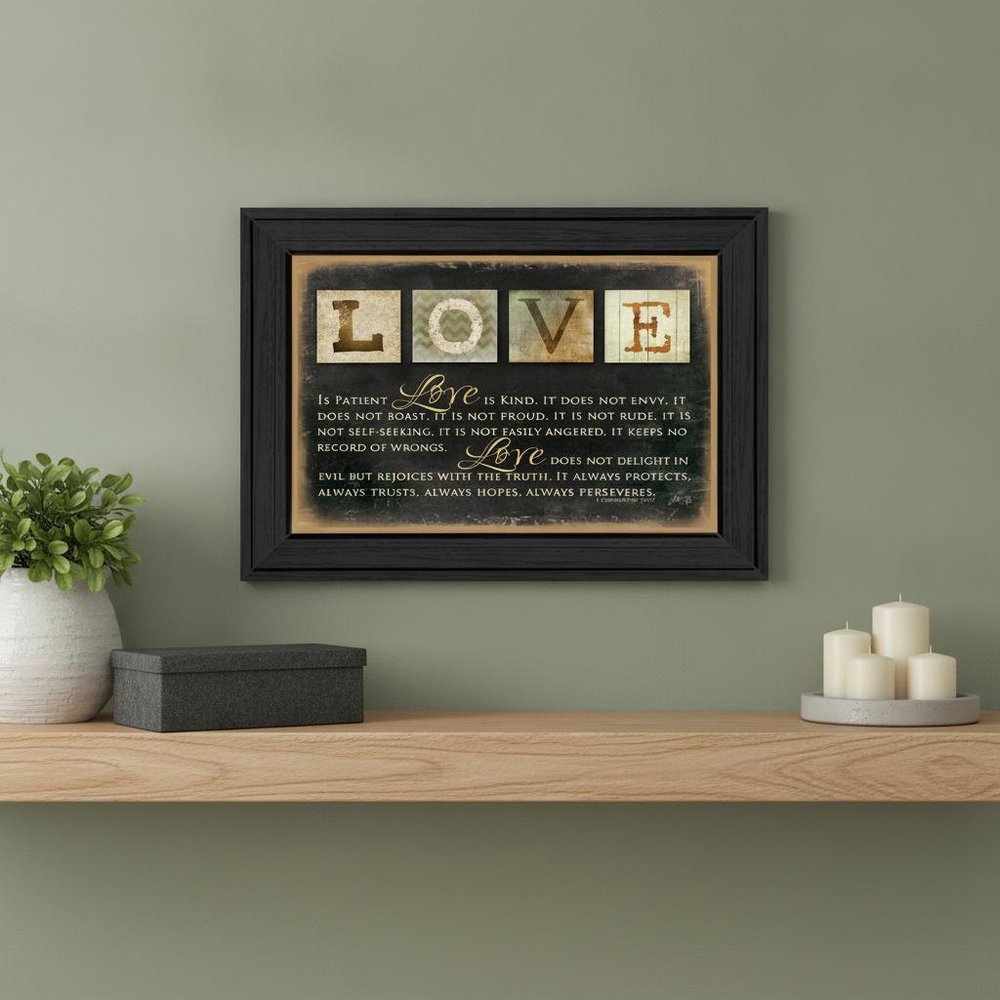 Love 1 Black Framed Print Wall Art