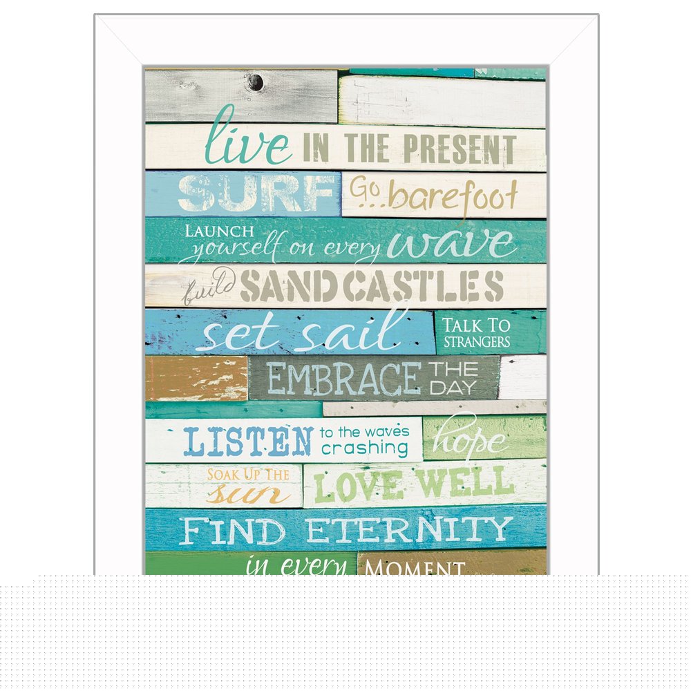 Live in the Present 5 White Framed Print Wall Art