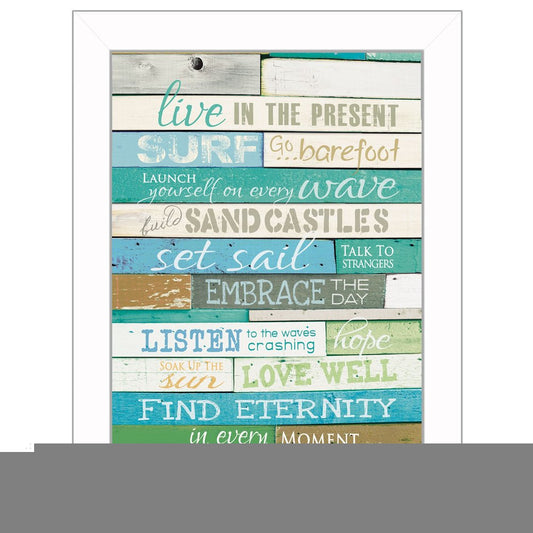 Live in the Present 5 White Framed Print Wall Art