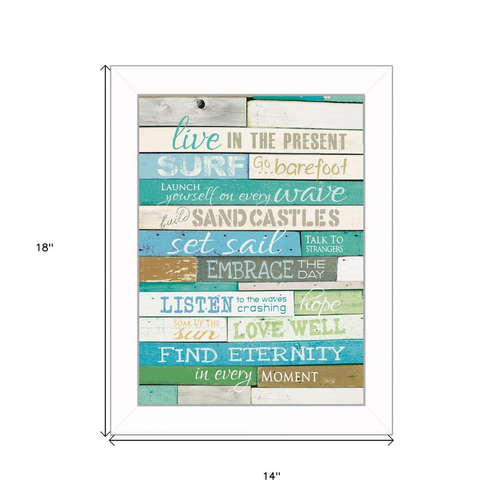 Live in the Present 5 White Framed Print Wall Art