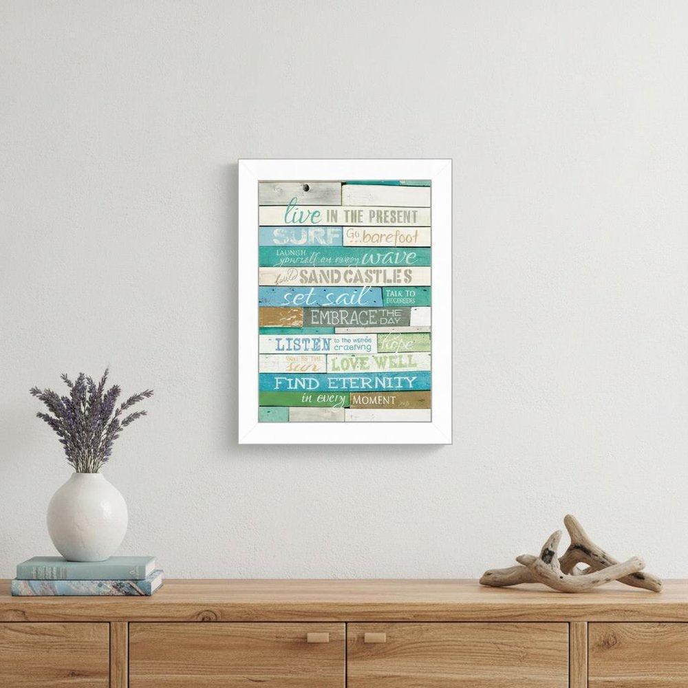 Live in the Present 5 White Framed Print Wall Art