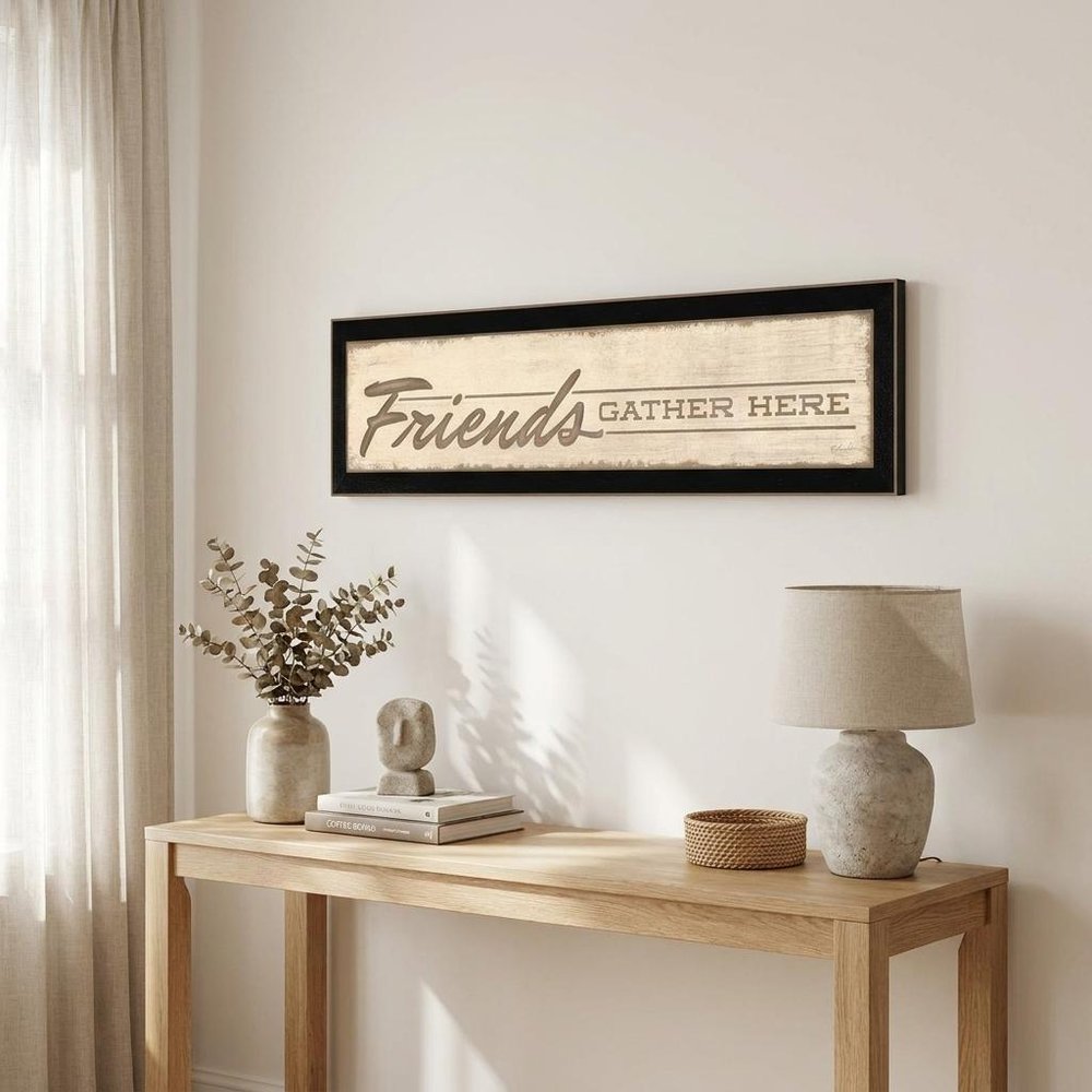 Friend a Gather Here 2 Black Framed Print Wall Art