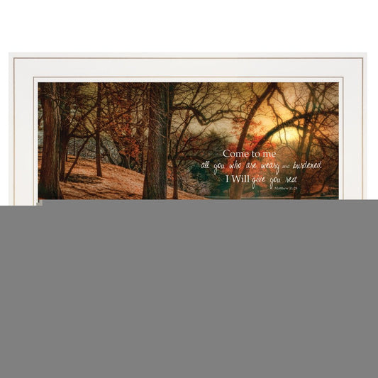 I Will Give You Rest 1 White Framed Print Wall Art