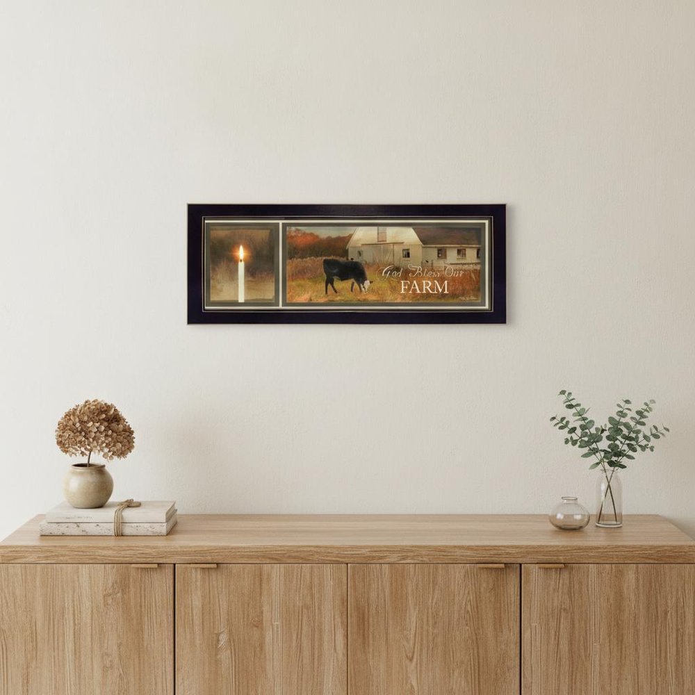 God Bless Our Farm Black Framed Print Wall Art