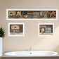 Set Of Three COUNTRY BATH White Framed Print Bathroom Wall Art