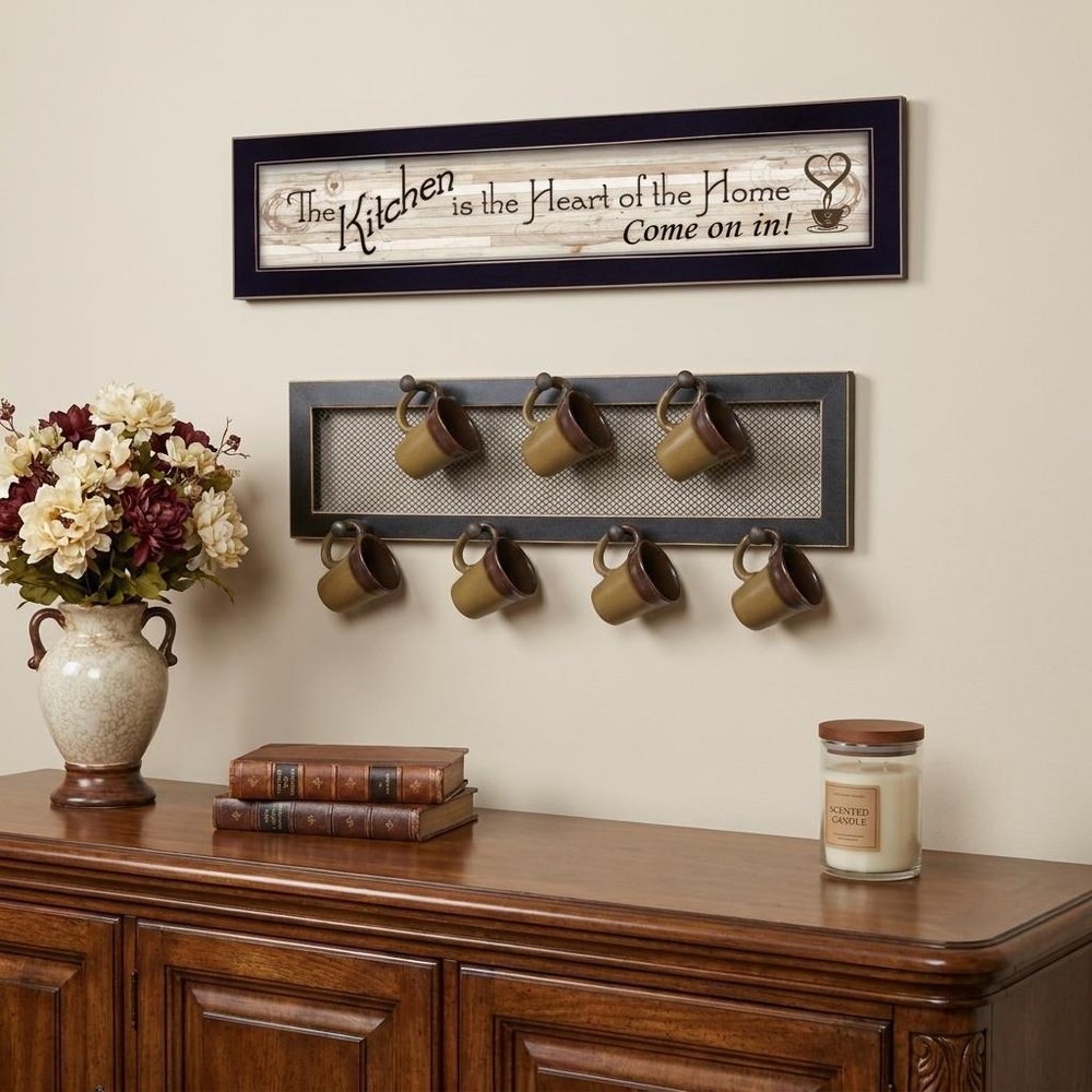 Set Of Two The Kitchen with Seven Peg Mug Rack Black Framed Wall Art