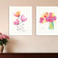 Set Of Two Simple Bouquets White Framed Print Wall Art