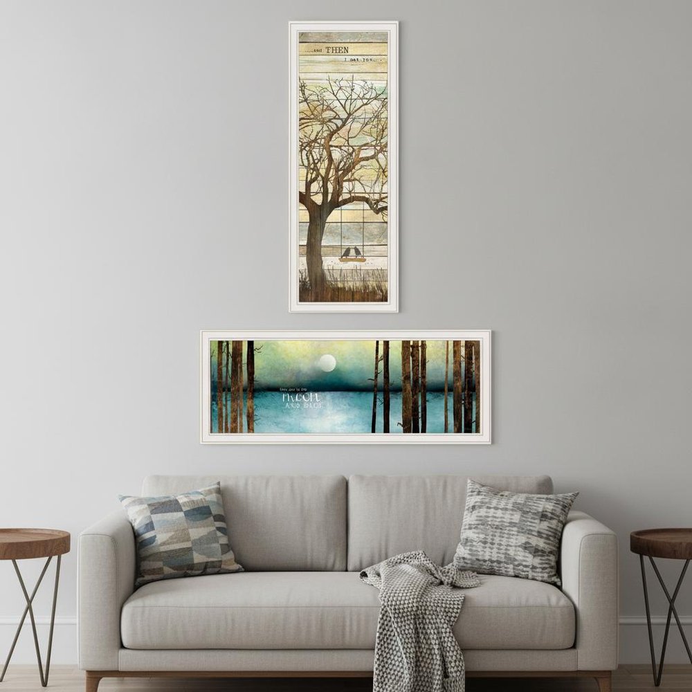 Set Of Two I met You or Living your Dreams 2 White Framed Print Wall Art