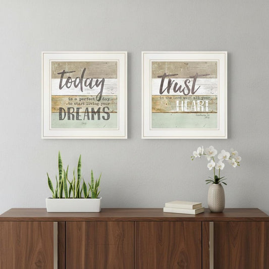 Set Of Two Trusting in the Lord White Framed Print Wall Art