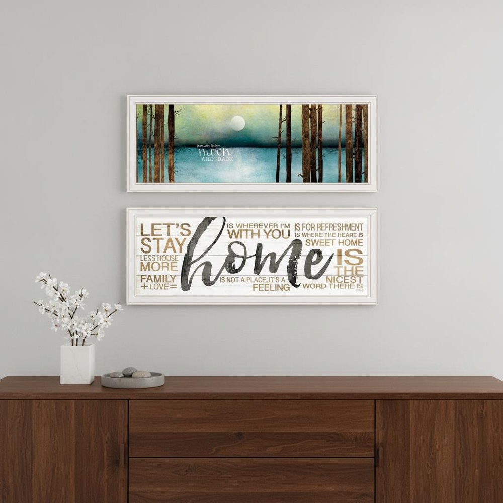 Set Of Two Love or Home 3 White Framed Print Wall Art