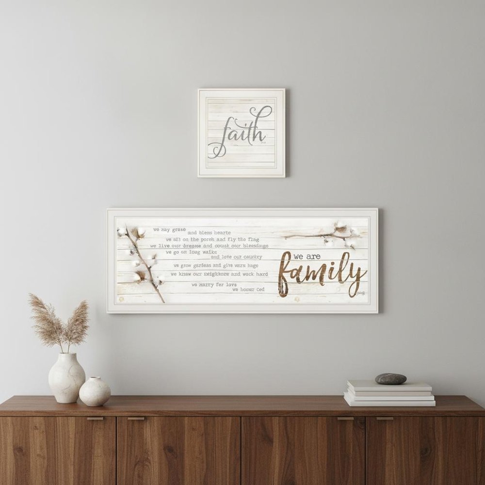 Set Of Two We are Family 2 White Framed Print Wall Art