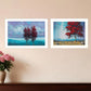 Set Of Two Red Trees 1 White Framed Print Wall Art