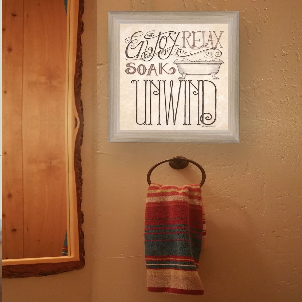 Soak and Relax 1 Brown Framed Print Bathroom Wall Art