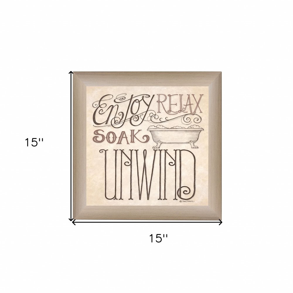 Soak and Relax 1 Brown Framed Print Bathroom Wall Art