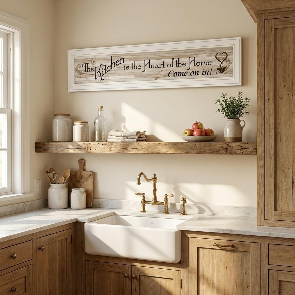 Kitchen Is The Heart of The Home White Framed Print Kitchen Wall Art