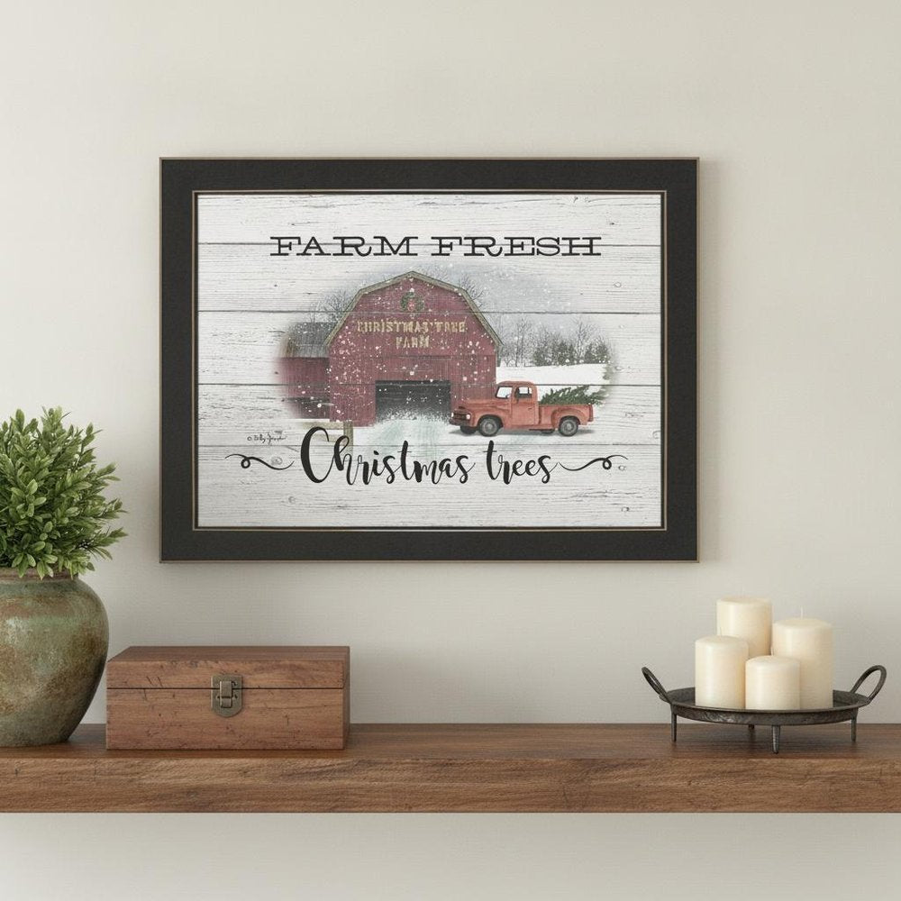 Farm Fresh Christmas Trees 1 Black Framed Print Wall Art