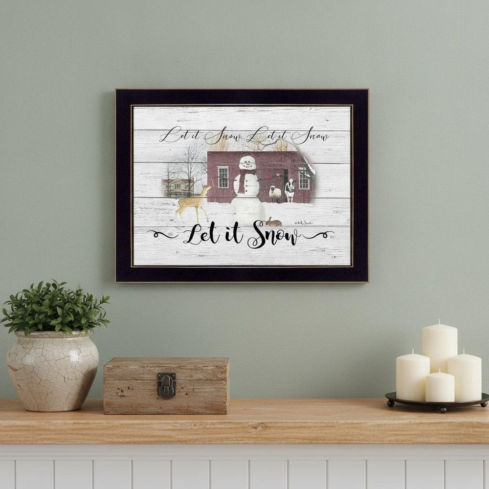 Let It Snow 1 Black Framed Print Wall Art