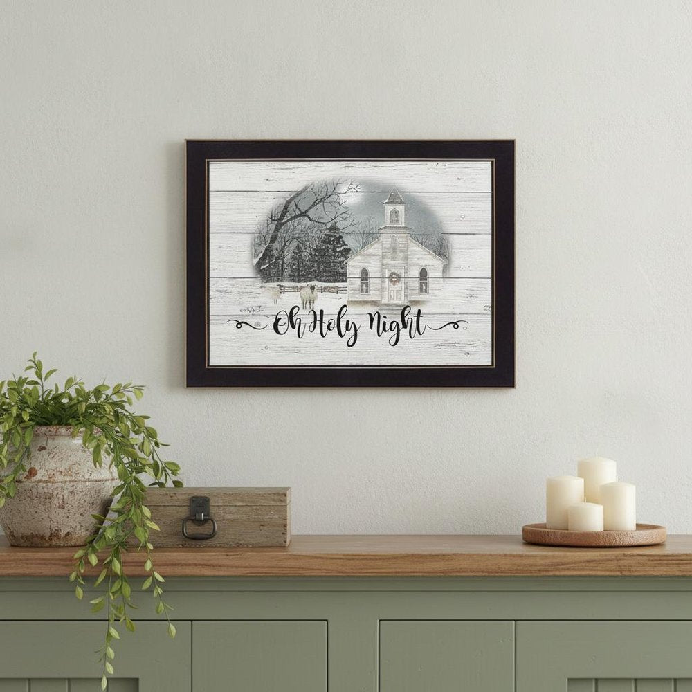 OH HOLY Night 1 Black Framed Print Wall Art