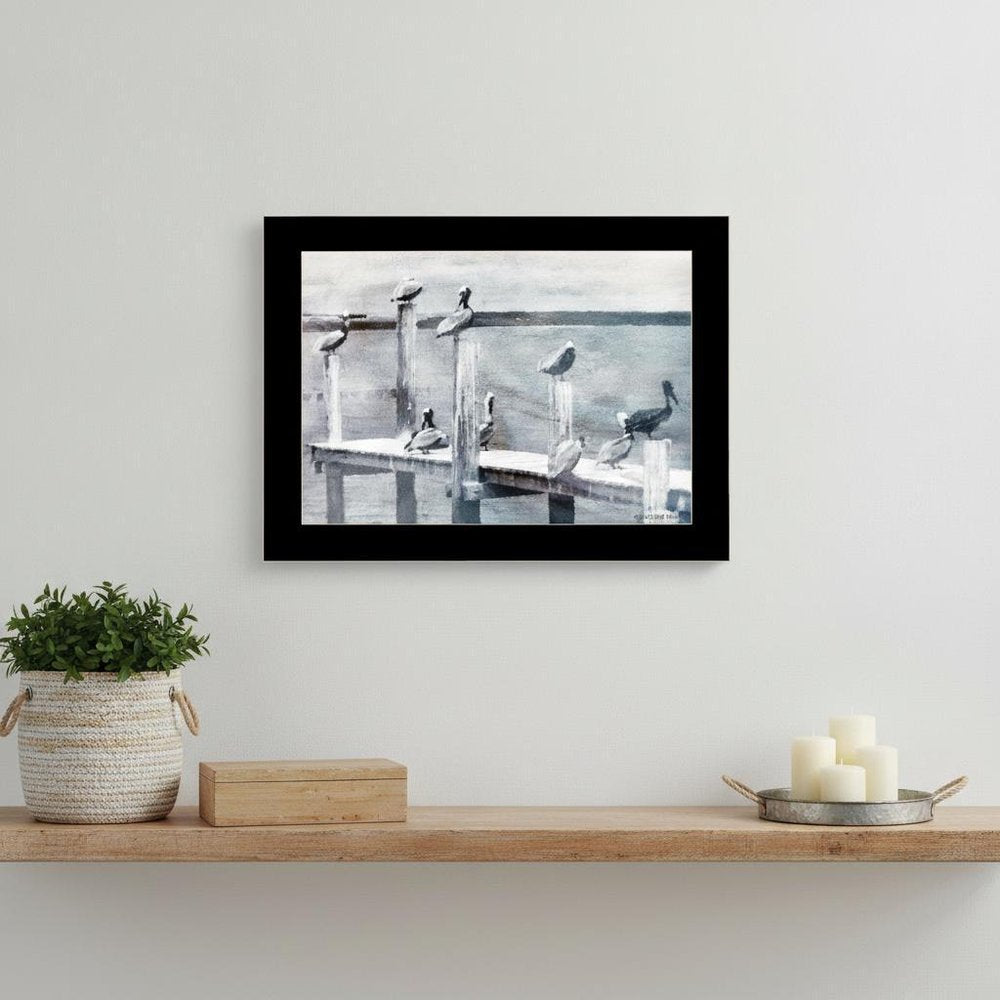 Birds on a Pier 1 Black Framed Print Kitchen Wall Art