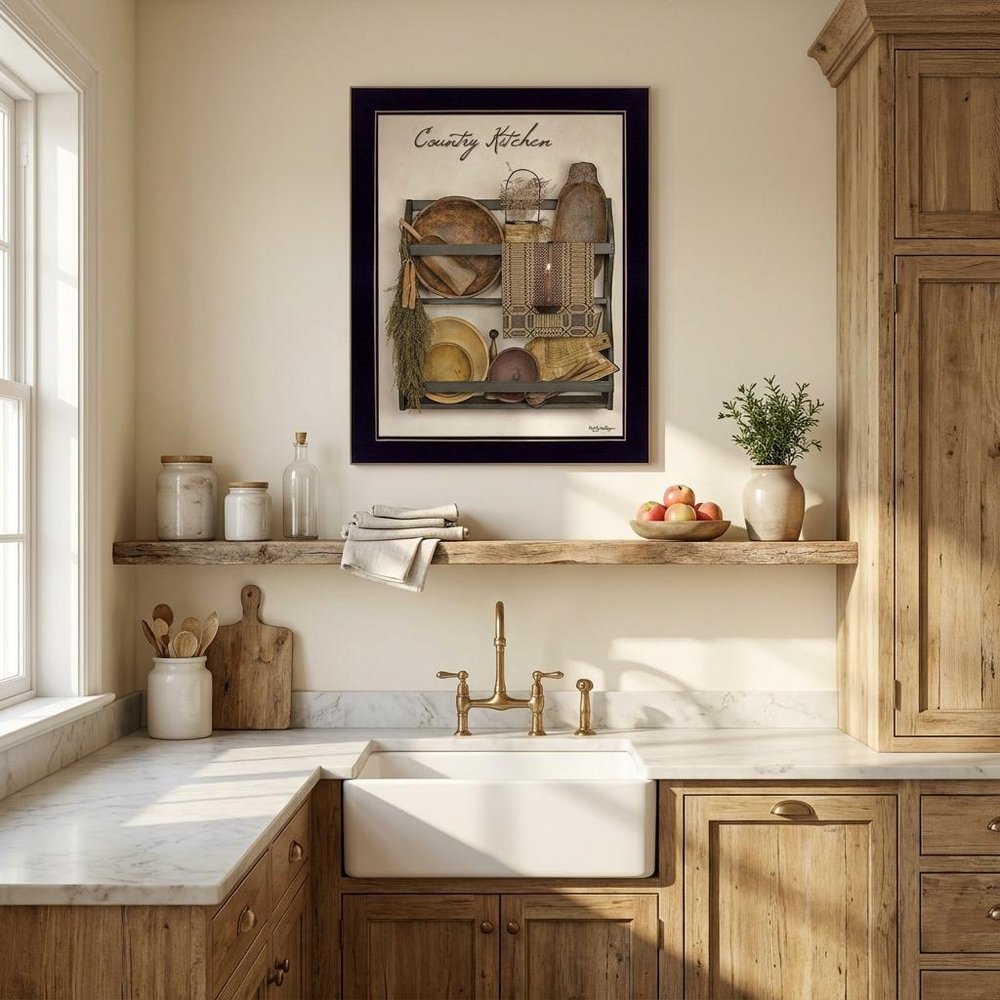 Country Kitchen 8 Black Framed Print Kitchen Wall Art