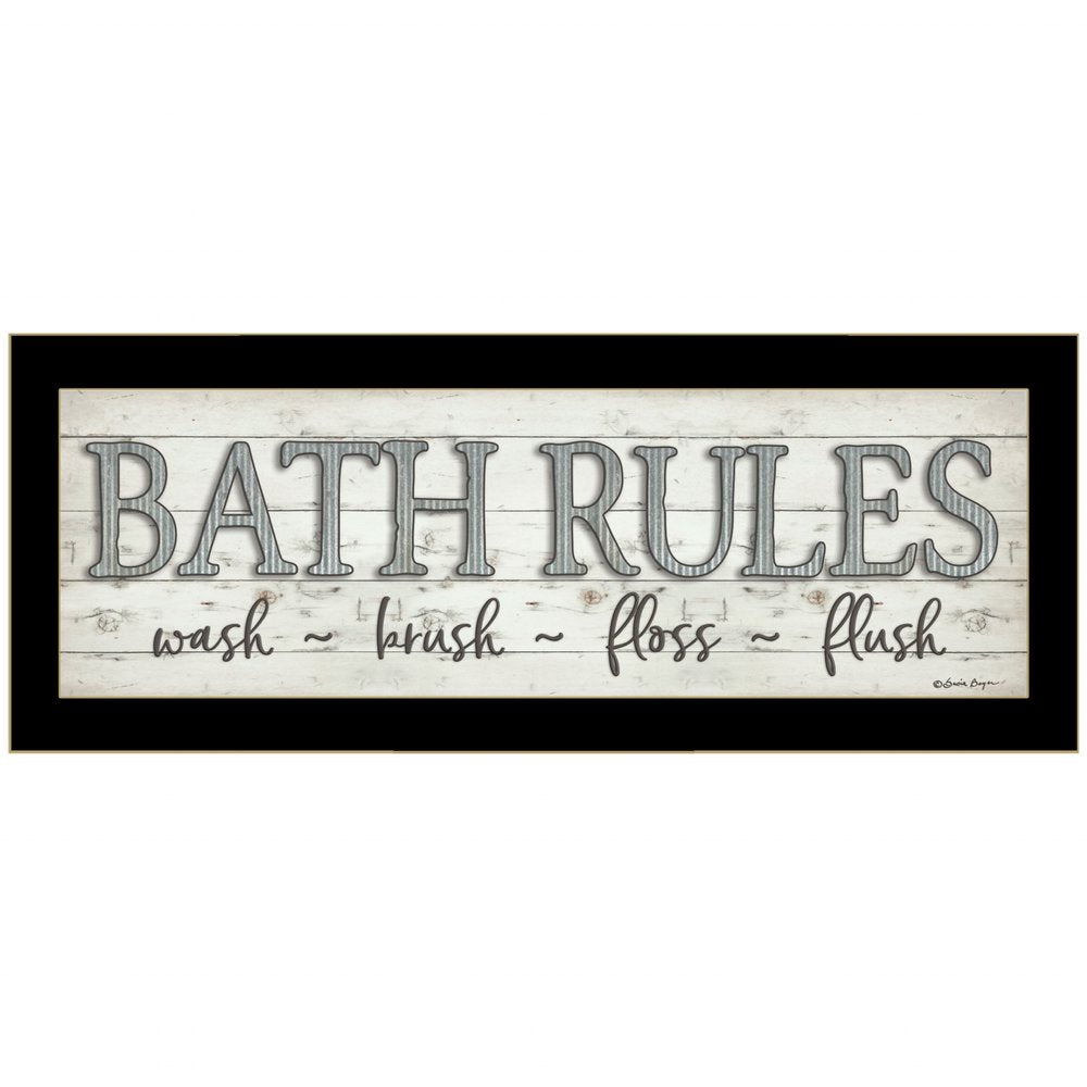 Bath Rules 3 Black Framed Print Bathroom Wall Art