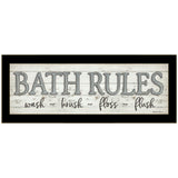Bath Rules 3 Black Framed Print Bathroom Wall Art